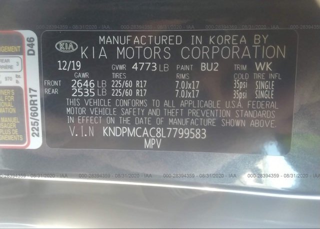 KNDPMCAC8L7799583 2020 KIA SPORTAGE
