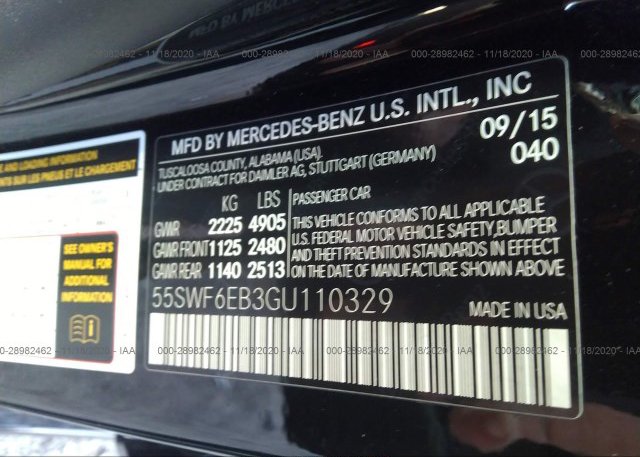 55SWF6EB3GU110329 2016 MERCEDES-BENZ C-CLASS