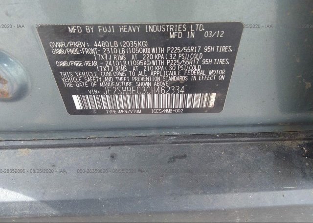 JF2SHBEC3CH462334 2012 SUBARU FORESTER
