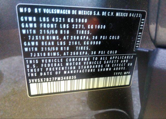 2023 VOLKSWAGEN TAOS(VIN: 3VVSX7B27PM348835