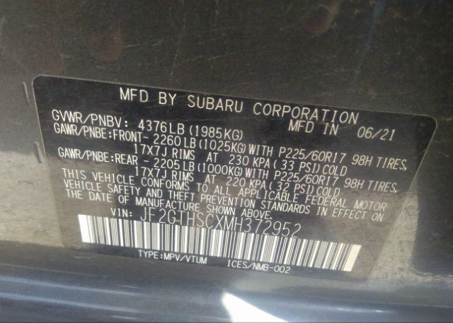 2021 SUBARU CROSSTREK(VIN: JF2GTHSCXMH372952