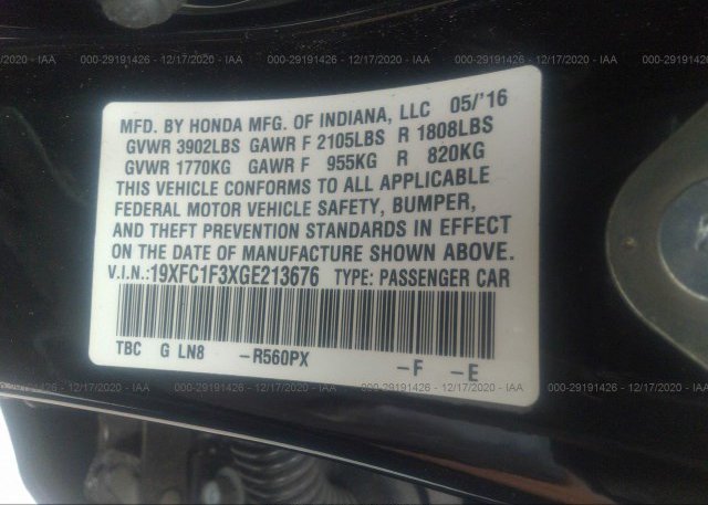 19XFC1F3XGE213676 2016 HONDA CIVIC SEDAN