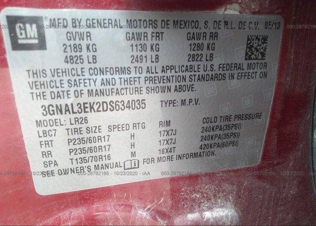 3GNAL3EK2DS634035 2013 CHEVROLET CAPTIVA SPORT FLEET