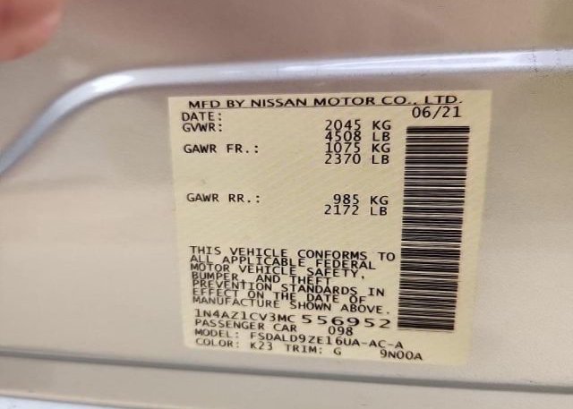 2021 NISSAN LEAF(VIN: 1N4AZ1CV3MC556952