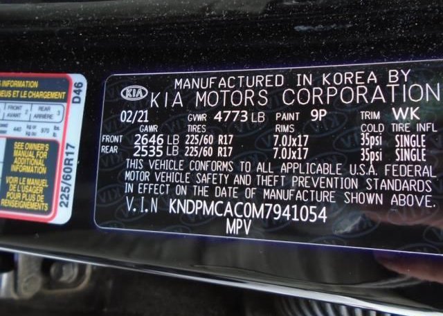 2021 KIA SPORTAGE(VIN: KNDPMCAC0M7941054