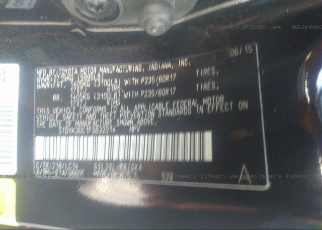 5TDYK3DC1FS632014 2015 TOYOTA SIENNA