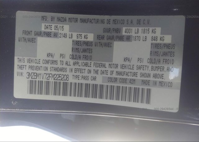 3MZBM1V72FM225208 2015 MAZDA MAZDA3