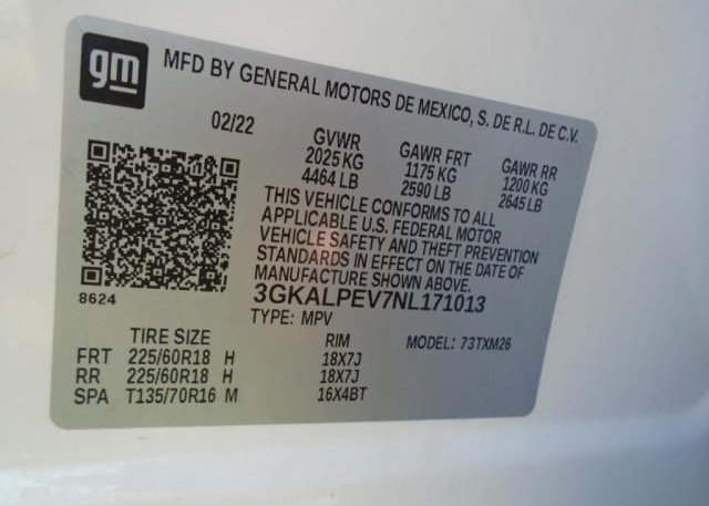 2022 GMC TERRAIN(VIN: 3GKALPEV7NL171013