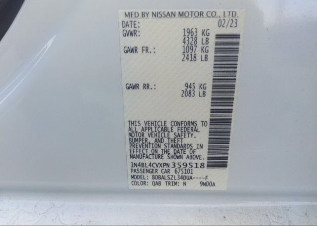 2023 NISSAN ALTIMA(VIN: 1N4BL4CVXPN359518