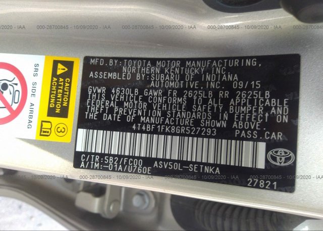 4T4BF1FK8GR527293 2016 TOYOTA CAMRY