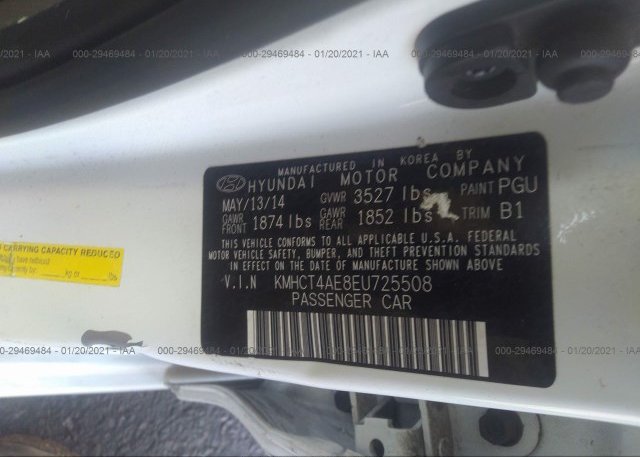 KMHCT4AE8EU725508 2014 HYUNDAI ACCENT