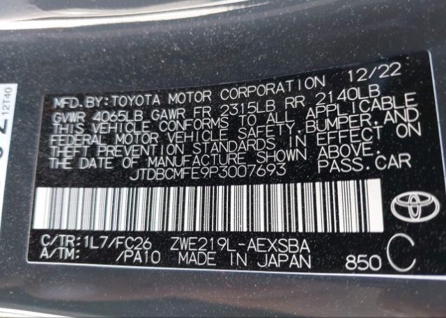 2023 TOYOTA COROLLA(VIN: JTDBCMFE9P3007693