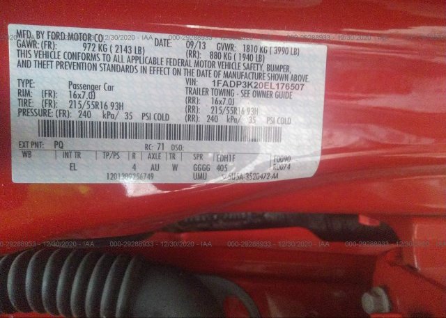 1FADP3K20EL176507 2014 FORD FOCUS