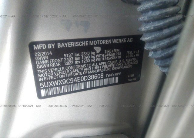 5UXWX9C54E0D38608 2014 BMW X3