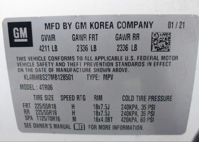 2021 BUICK ENCORE GX(VIN: KL4MMBS27MB128501