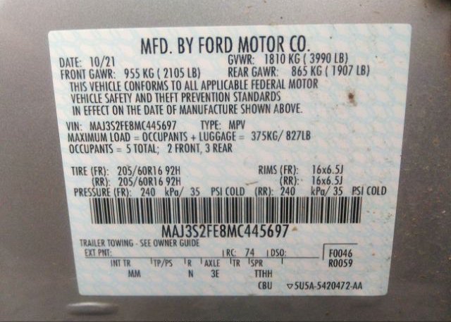 2021 FORD ECOSPORT(VIN: MAJ3S2FE8MC445697