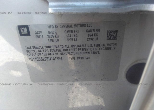 1G11C5SL9FU101354 2015 CHEVROLET MALIBU