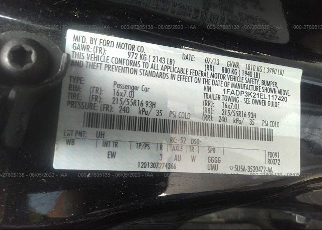 1FADP3K21EL117420 2014 FORD FOCUS
