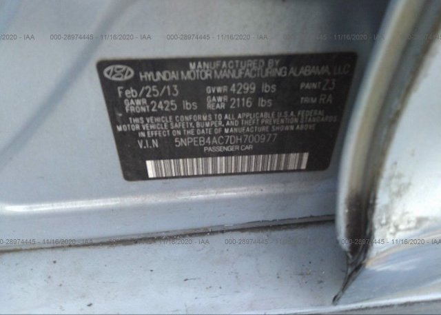 5NPEB4AC7DH700977 2013 HYUNDAI SONATA