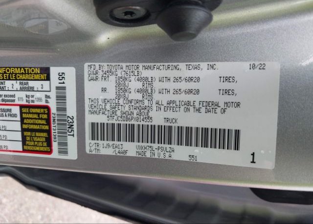 2023 TOYOTA TUNDRA 4WD(VIN: 5TFJC5DB6PX014555