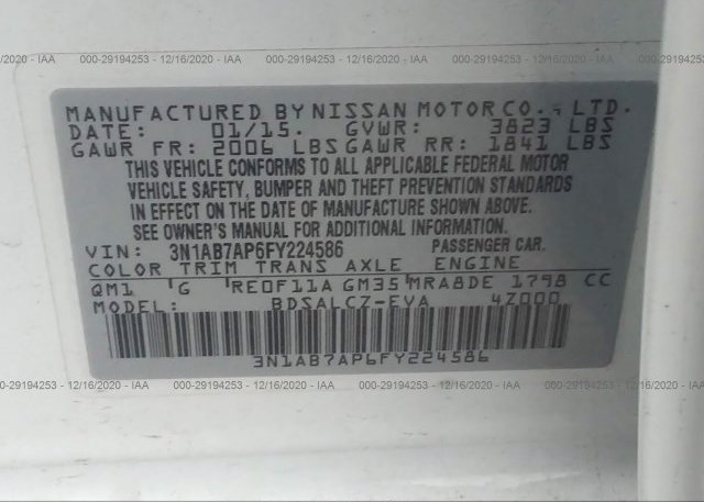 3N1AB7AP6FY224586 2015 NISSAN SENTRA