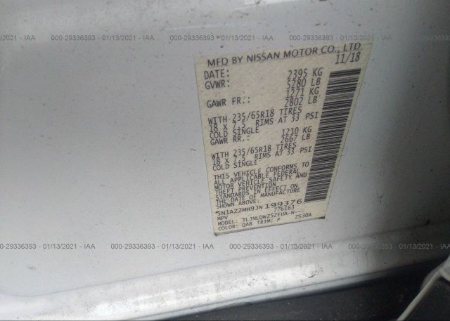 5N1AZ2MH9JN199376 2018 NISSAN MURANO