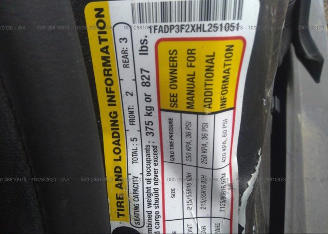 1FADP3F2XHL251051 2017 FORD FOCUS