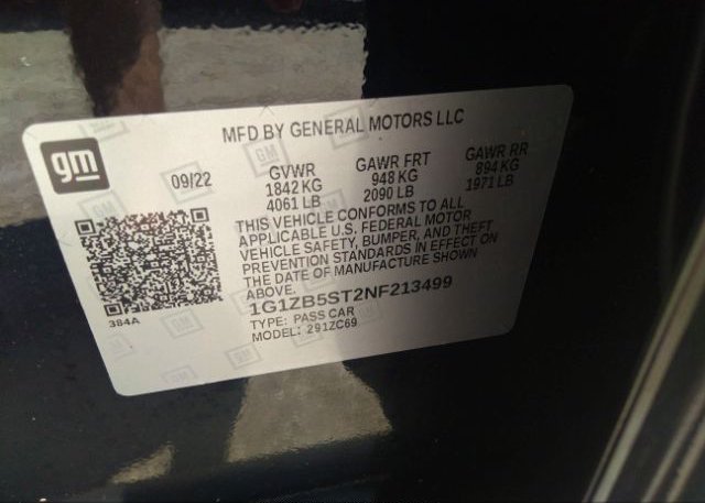 2022 CHEVROLET MALIBU(VIN: 1G1ZB5ST2NF213499