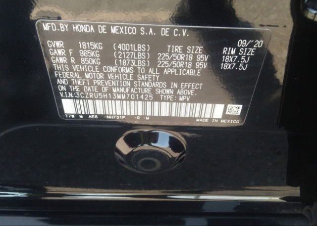 2021 HONDA HR-V(VIN: 3CZRU5H13MM701425