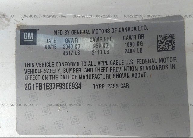 2G1FB1E37F9308934 2015 Chevrolet CAMARO