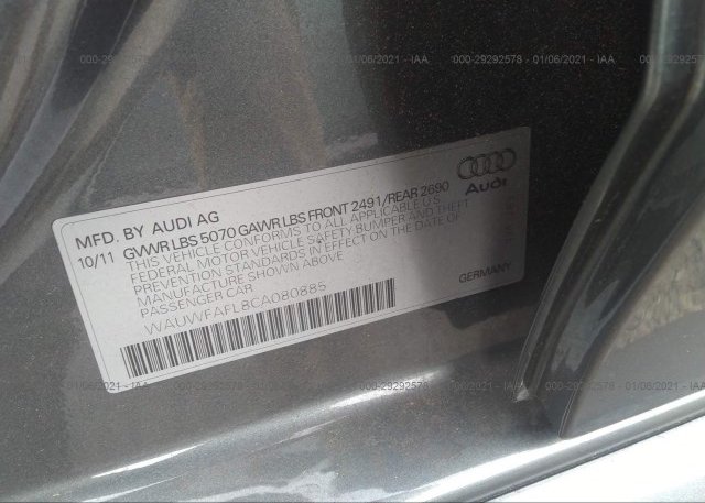 WAUWFAFL8CA080885 2012 AUDI A4