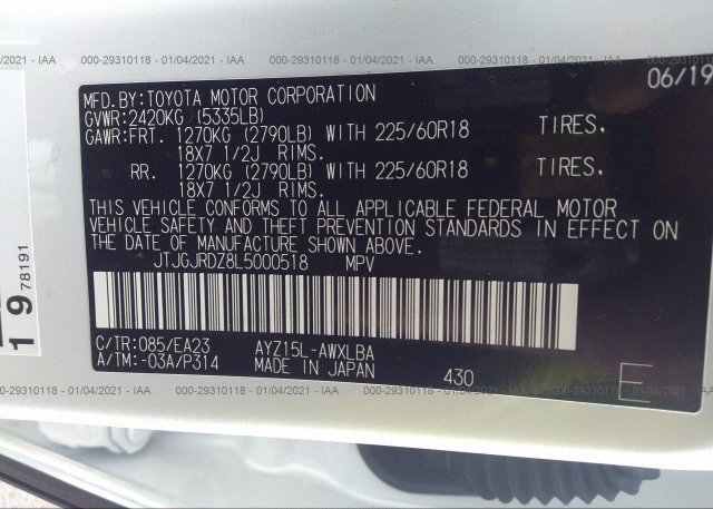 JTJGJRDZ8L5000518 2020 LEXUS NX
