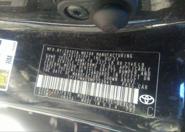 2021 TOYOTA COROLLA(VIN: 5YFEPMAEXMP253941
