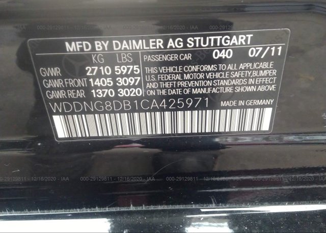 WDDNG8DB1CA425971 2012 MERCEDES-BENZ S-CLASS