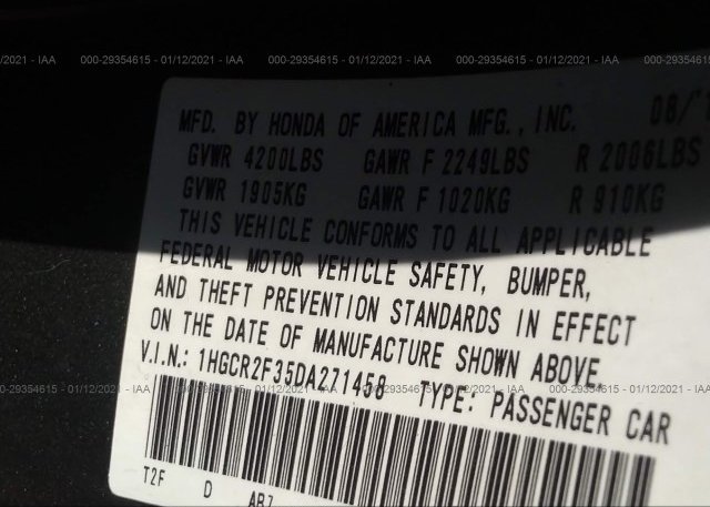 1HGCR2F35DA271458 2013 HONDA ACCORD SDN