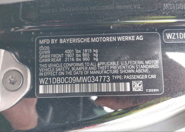 2021 TOYOTA GR SUPRA(VIN: WZ1DB0C09MW034773