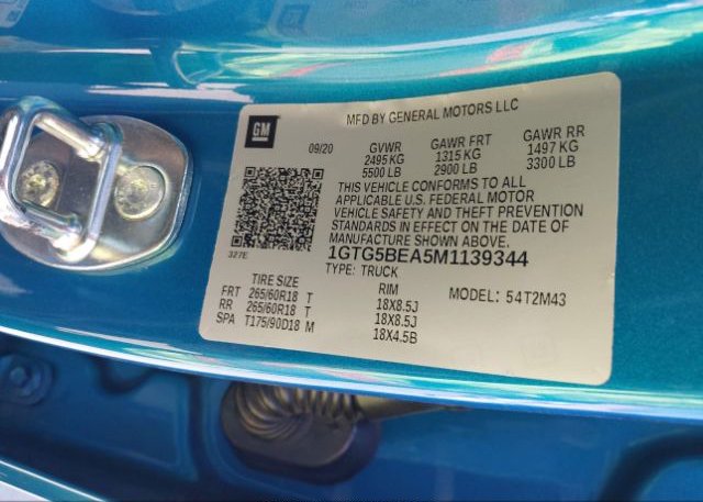 2021 GMC CANYON(VIN: 1GTG5BEA5M1139344