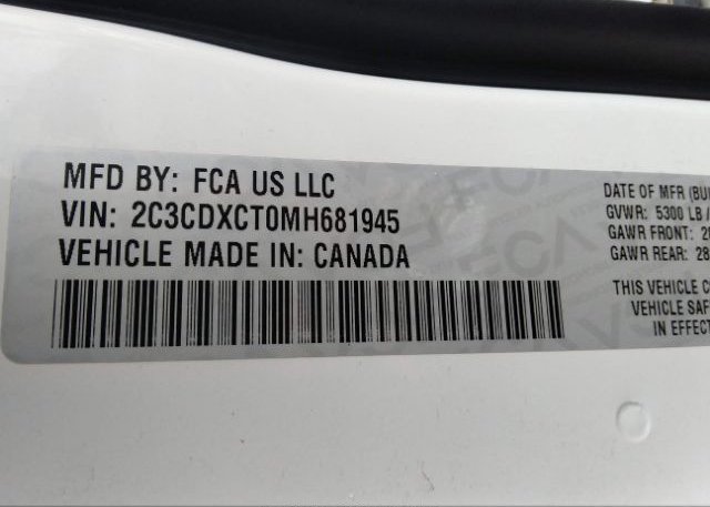 2021 DODGE CHARGER(VIN: 2C3CDXCT0MH681945