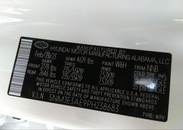 2023 HYUNDAI TUCSON(VIN: 5NMJE3AE9PH238683