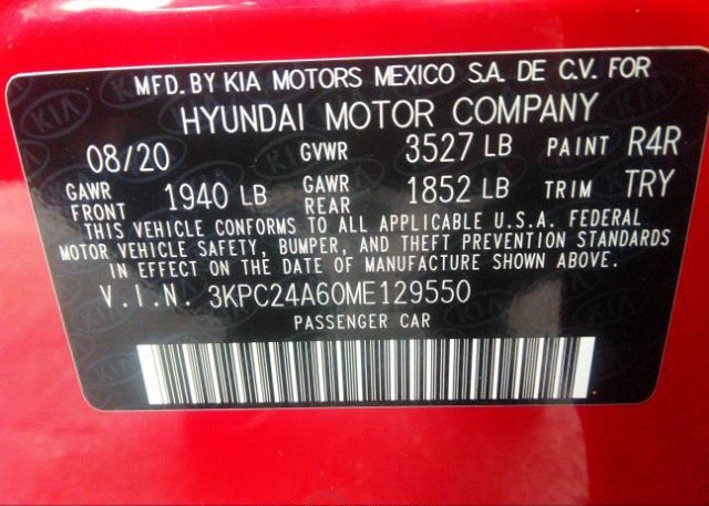 2021 HYUNDAI ACCENT(VIN: 3KPC24A60ME129550