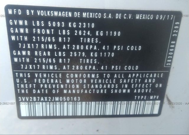 3VV2B7AX2JM050163 2018 VOLKSWAGEN TIGUAN