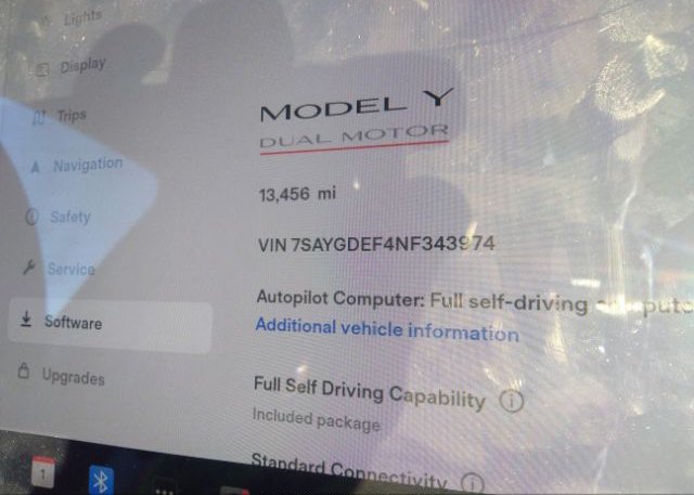 2022 TESLA MODEL Y(VIN: 7SAYGDEF4NF343974