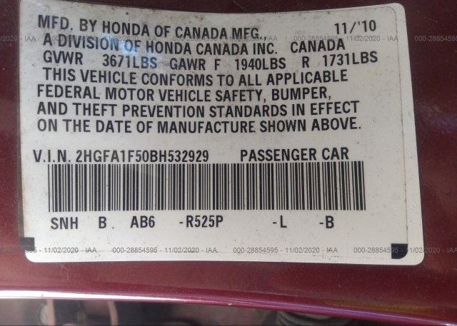 2HGFA1F50BH532929 2011 HONDA CIVIC SDN