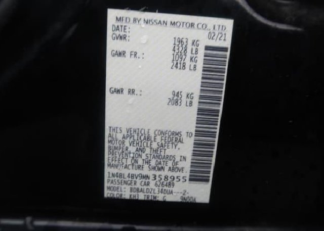 2021 NISSAN ALTIMA(VIN: 1N4BL4BV9MN358955