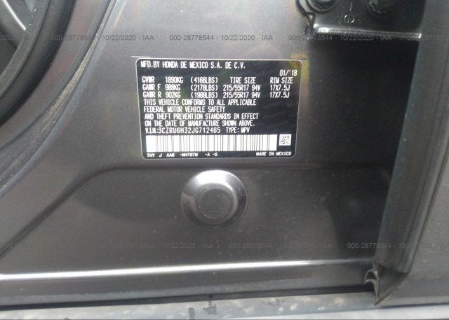 3CZRU6H32JG712465 2018 HONDA HR-V