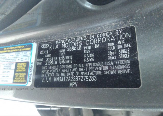 KNDJT2A23B7279283 2011 KIA SOUL