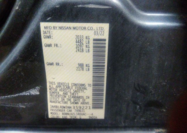 2022 NISSAN ALTIMA(VIN: 1N4BL4DW3NN359221