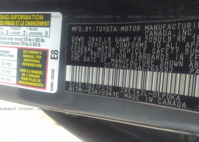 2T1BU4EE5AC265593 2010 TOYOTA COROLLA