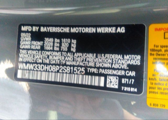 2023 MINI HARDTOP 2 DOOR(VIN: WMW33DH08P2S81525