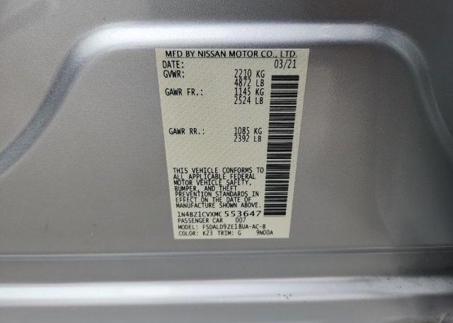 2021 NISSAN LEAF(VIN: 1N4BZ1CVXMC553647